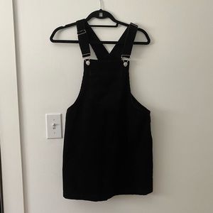 Forever 21 Black Corduroy Pinafore Dress